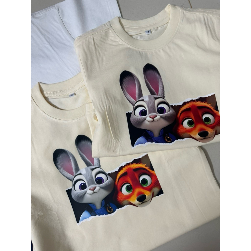 Áo Thun Regular Cotton Unisex CÁO VÀ THỎ ZOOTOPIA (9-95kg)