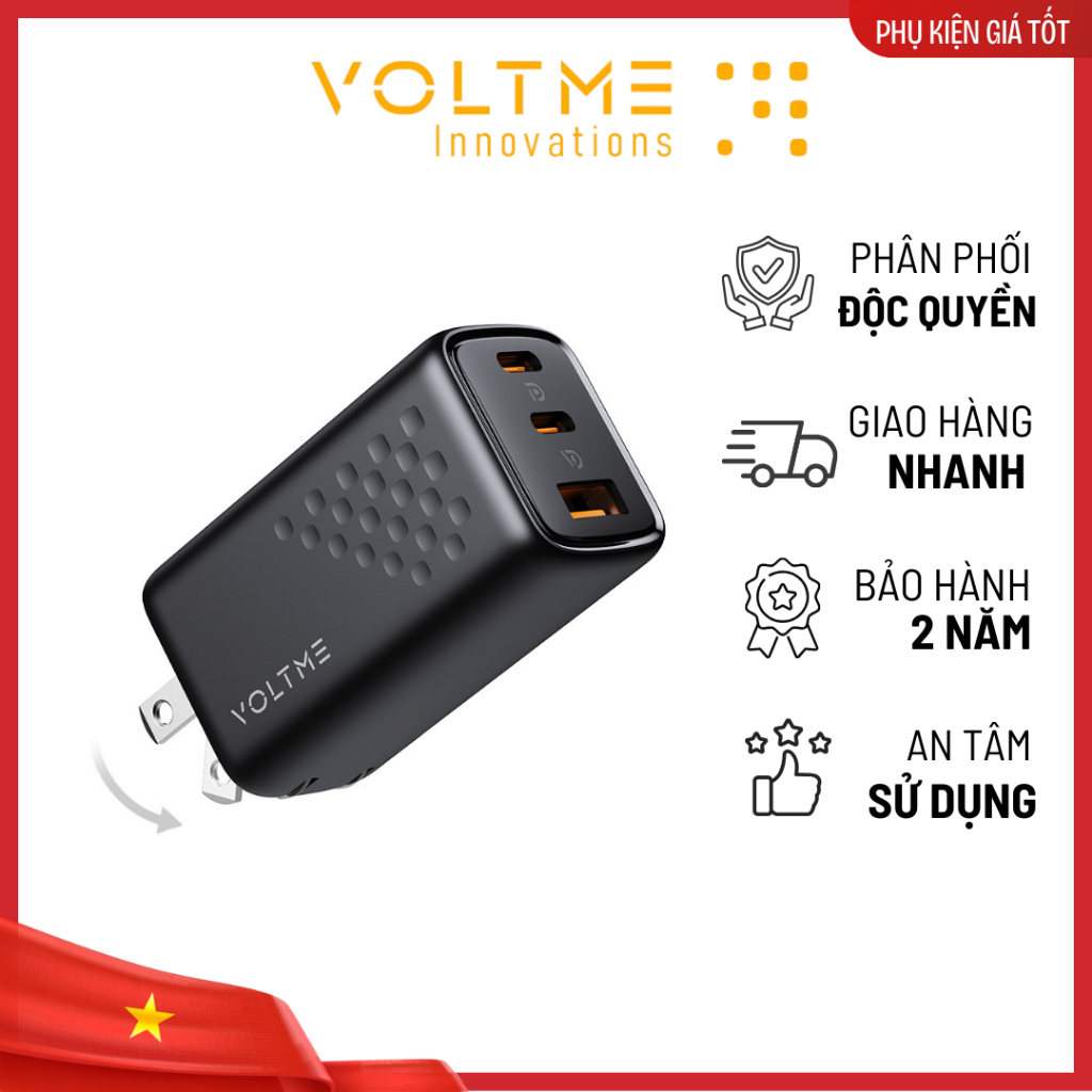Cốc Sạc Nhanh Voltme Revo 67W Lite GaN Tech Charger (2 TypeC + USB)