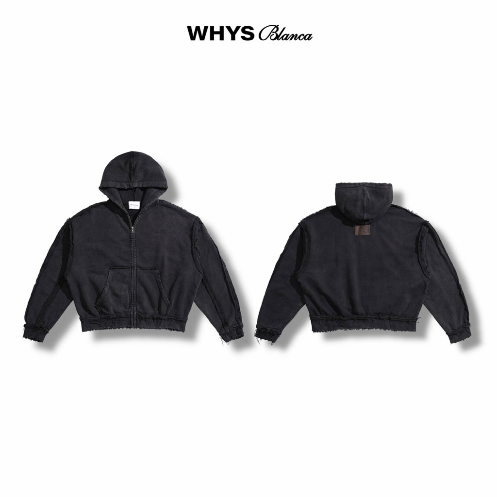 WHYS HOODIE ZIP WASH VER 2 - Áo khoác nỉ zip wash Whys blanca.