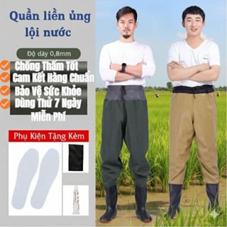 Quần Ủng Lội Nước 2 L ớp Chất Liệu PVC và Vải Chống Thấm Màu Xám Đủ Size 36 - 45 Làm Đồng Ruộng Ao