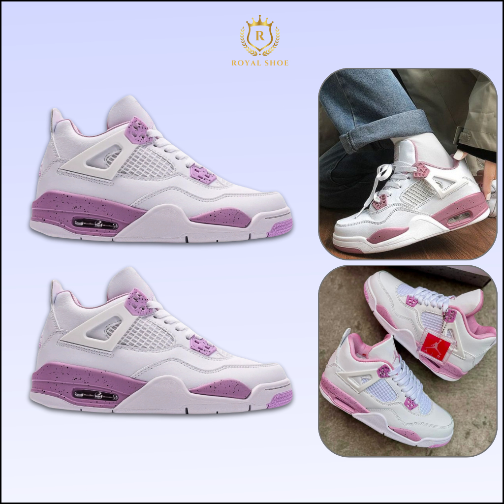 Giày Nike Air Jordan 4 Retro Pink Oreo – Sneaker JD4 Trắng Hồng Nữ