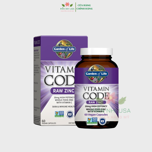Kẽm Thô Vitamin Code Raw Zinc - Garden of life.