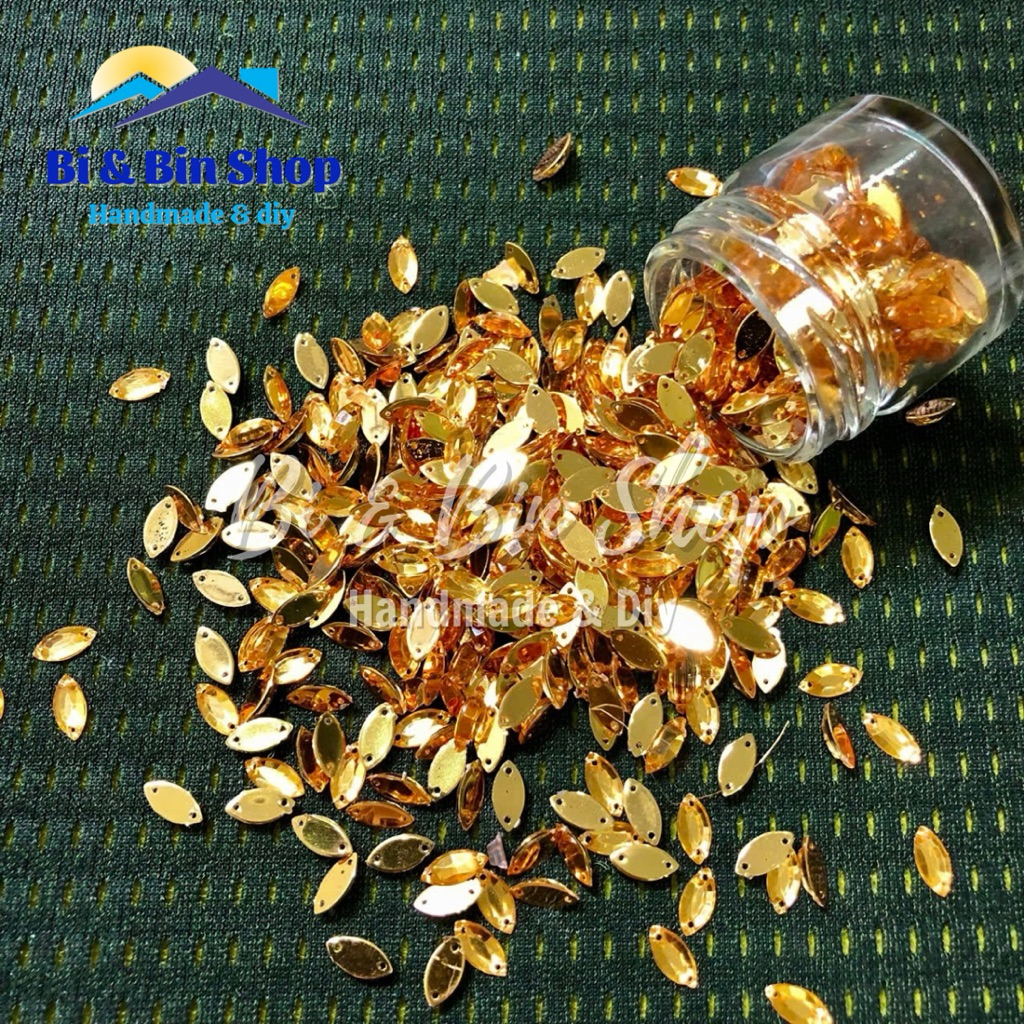 360 Viên Đá Kết Nhựa Lá Me 5x10mm Đính Kết Trang Phục, Làm Phụ Kiện Thời Trang