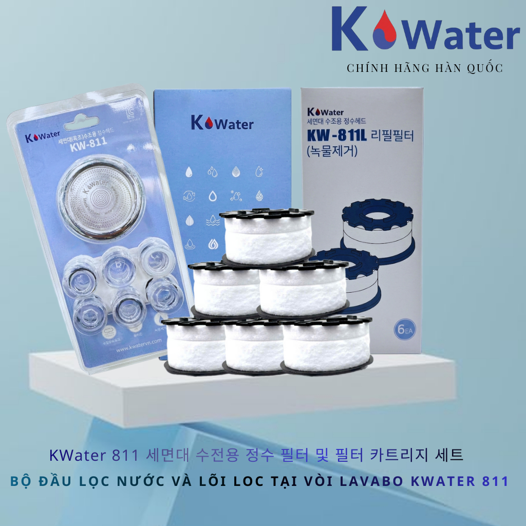 [K water] Đầu Lọc Nước Tại Vòi Lavabo 811 – Có Combo & Lõi Lọc Thay Thế