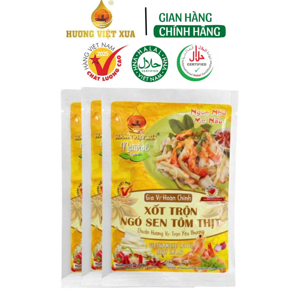 Combo 3 Gói Xốt Trộn Ngó Sen Tôm Thịt Hương Việt Xưa 82g Sốt trộn ngó sen tôm thịt