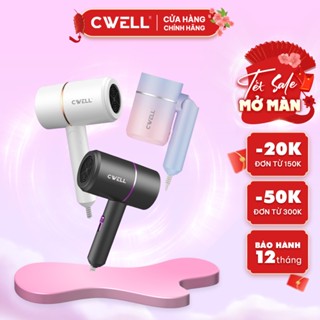  Máy sấy tóc mini CWell gấp gọn 2 chiều nóng lạnh C01HD công suất 1200W ánh sáng xanh bảo vệ tóc 