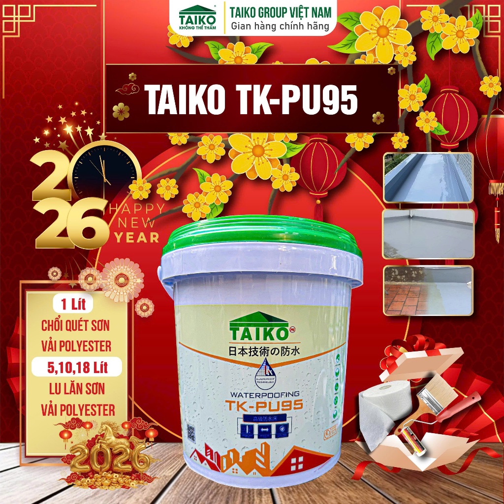 [1 Lít] Sơn Chống Thấm Sàn Lộ Thiên Đã Ốp Nền Gạch, Bê Tông Gốc PU Taiko PU95 (1 Lít)