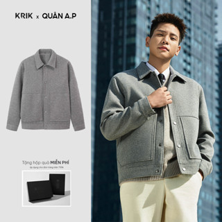   KRIK x QUÂN A.P  Áo Khoác Dạ Nam KRIK Form Regular Chất Liệu Polyester Rayon Bền Đẹp Thiết Kế Thời Thượng AK5215 