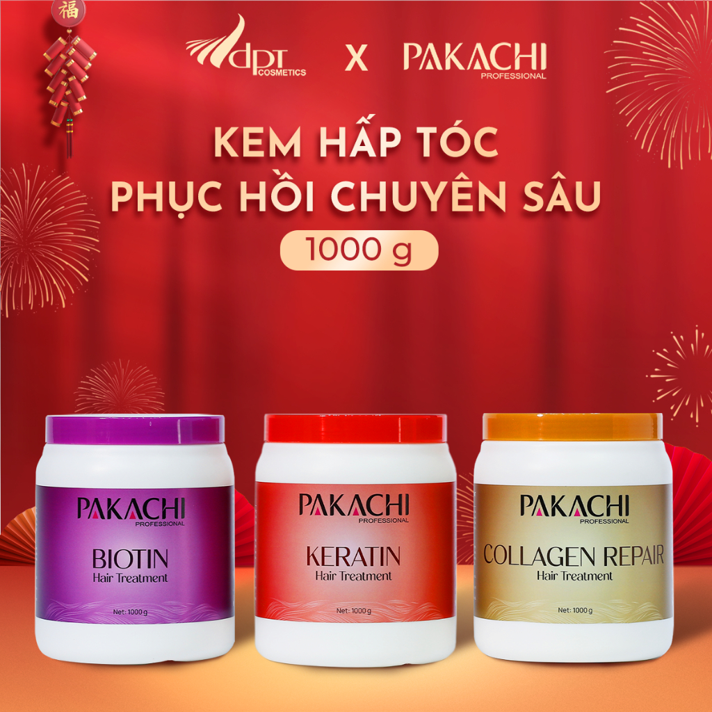 Kem hấp tóc phục hồi chuyên sâu Pakachi siêu mềm mượt, siêu tiết kiệm 1000g