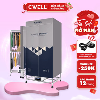  Tủ sấy quần áo CWell D23 máy sấy quần áo gấp gọn 1.7M công suất 2000W sấy nhanh khử khuẩn ION 