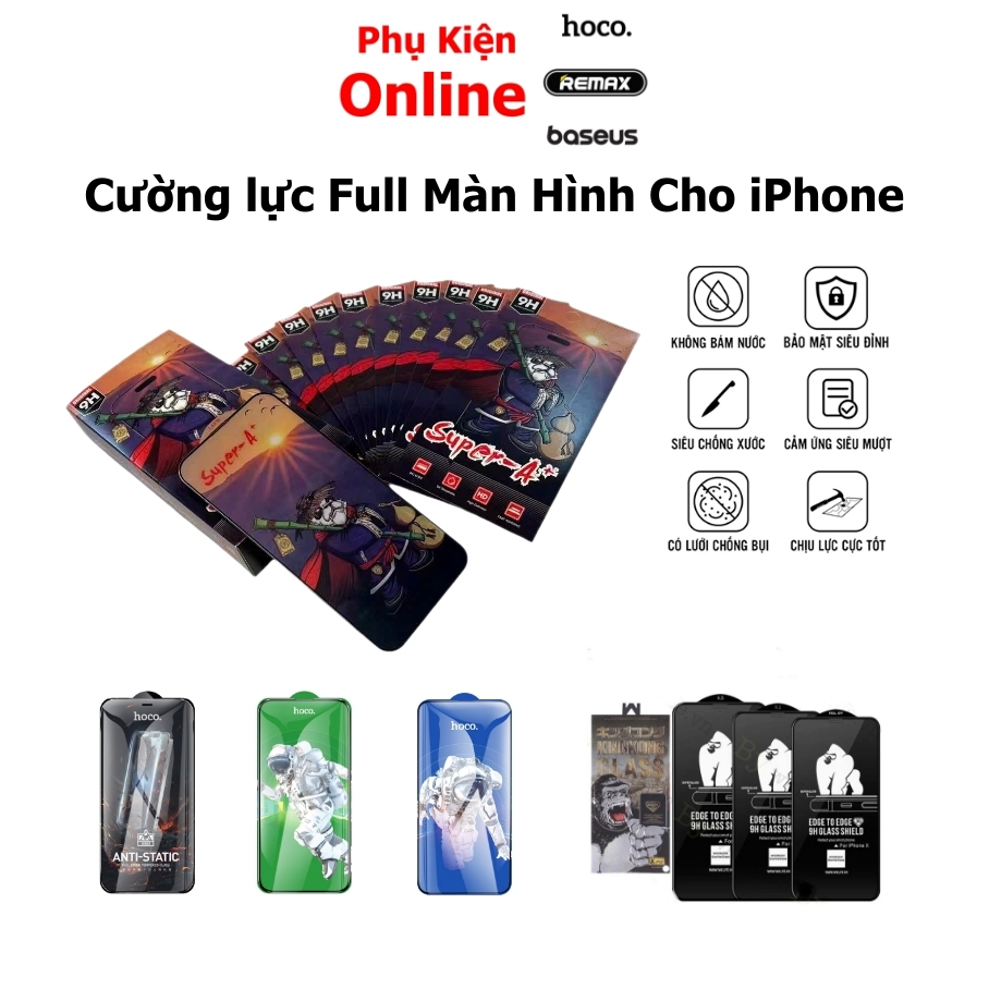 Kính cường lực iphone full màn siêu nét chống xước chống va đập cho ip x xsm 11 12 13 14 15 16 17