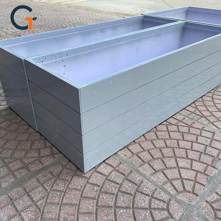 (70x30x30- Sẵn nhiều kích thước) Chậu trồng cây composite PVC kẻ chỉ sơn màu ghi nhạt giả đá GTSNDH