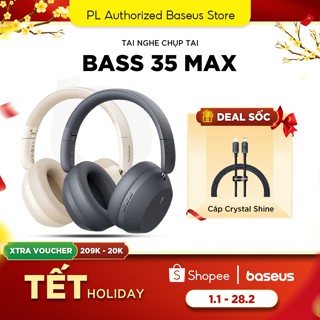  Tai Nghe Chụp Tai Baseus Bass 35 Max Bluetooth 5.3 | Chống Ồn ANC | Pin 50H | Có Mic | Tương Thích iOS Android 