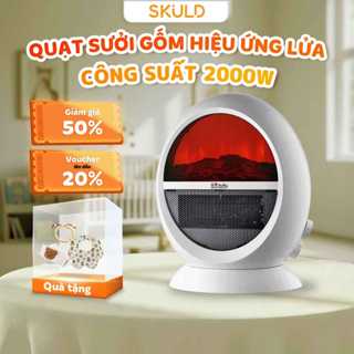  Quạt sưởi gốm SKULD 2000W tiết kiệm điện chế độ xoay tự ngắt an toàn giúp giữ ấm cả gia đình có hiệu ứng lửa 3D 