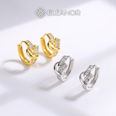 Bông tai nữ chuôi bạc 925 Eleanor Accessories khuyên tai tròn đính đá phụ kiện trang sức 11258
