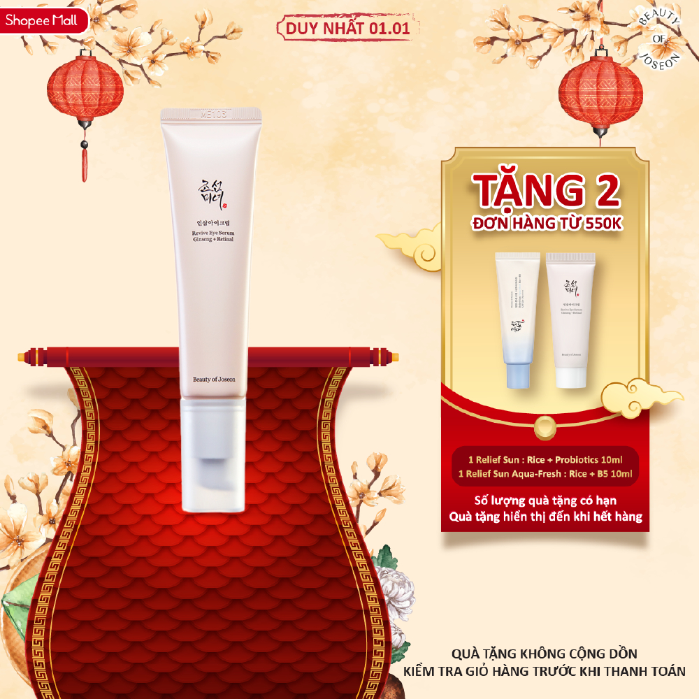  Kem mắt nhân sâm retinal giảm nếp nhăn Beauty Of Joseon Revive Eye Serum Ginseng + Retinal 30ml 
