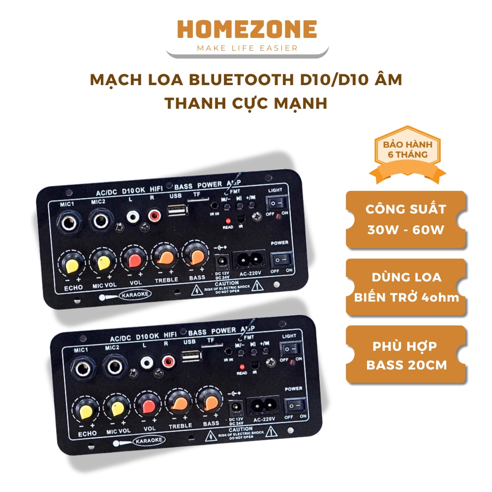 Mạch D10 Khuyếch Đại Âm Thanh Công Suất 30W Cho Loa Trở 4ohm - Hỗ Trợ USB, Micro,Bluetooth