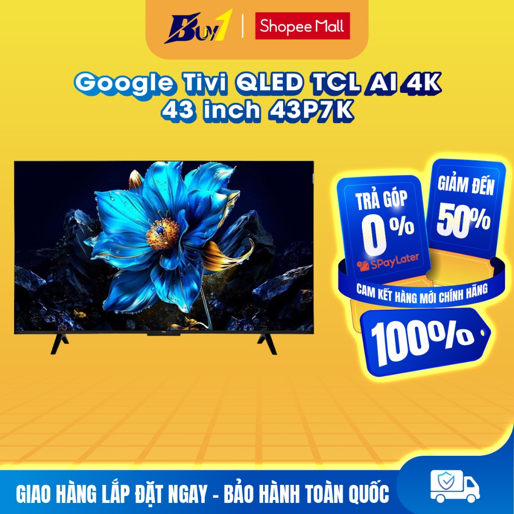 43P7K - Google Tivi QLED TCL AI 4K 43 inch 43P7K - Hàng chính hãng
