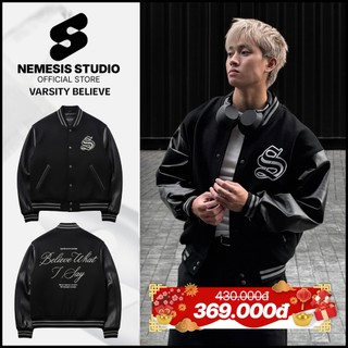 Somay Nemesis | Áo khoác bomber varsity Believe chất dạ ép tay da cao cấp style bóng chày giữ ấm 