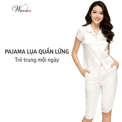 Đồ bộ mặc nhà WANNABE đồ bộ quần lửng kiểu Pajama nữ đơn giản trẻ trung sống mãi với thời gian BL38P