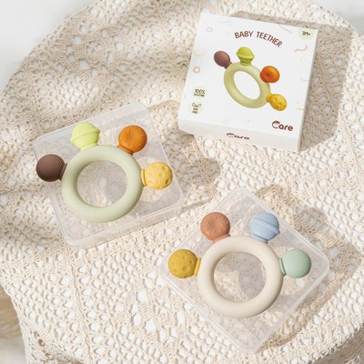 [ĐÃ KIỂM NGHIỆM] [TẶNG HỘP] Đồ Chơi Gặm Nướu vòng tròn  Silicon Organic Mềm, An Toàn Cho Bé LiLcare