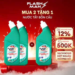  MUA 2 TẶNG 1  Nước Tẩy Bồn Cầu Flashman 500g – Diệt Khuẩn 99.9% – Khử Mùi Tẩy Sạch Vết Bẩn 
