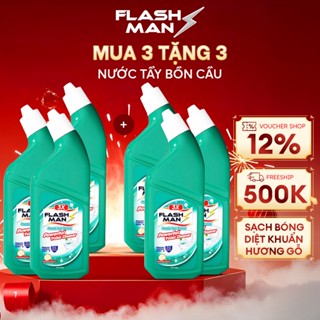    LIVE MUA 3 TẶNG 3   Nước Tẩy Bồn Cầu Flashman 500g – Diệt Khuẩn 99.9% – Khử Mùi Tẩy Sạch Vết Bẩn 