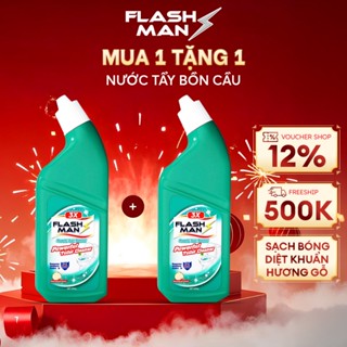   MUA 1 TẶNG 1  Nước Tẩy Bồn Cầu Flashman 500g – Diệt Khuẩn 99.9% – Khử Mùi Tẩy Sạch Vết Bẩn 