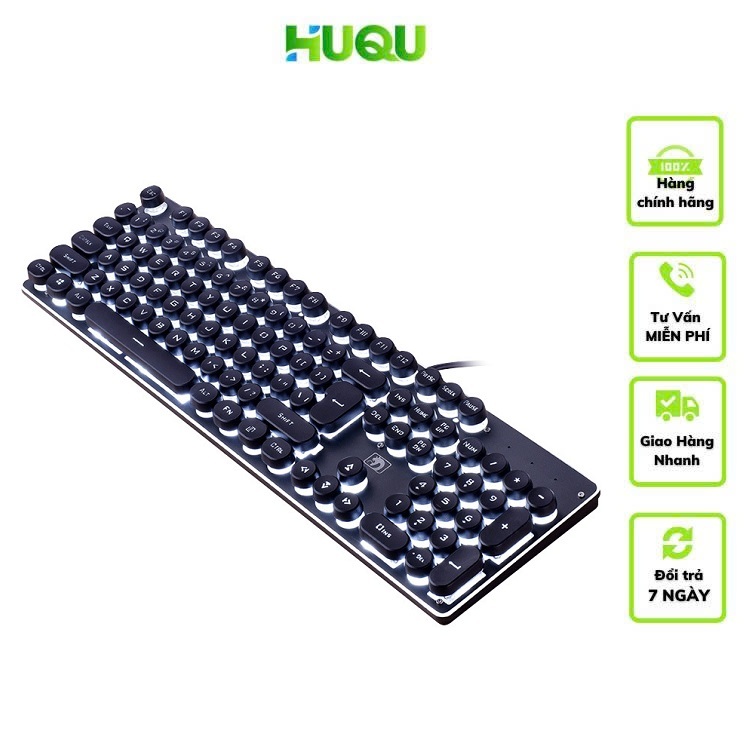 Bàn Phím Có Dây Huqu K100- Đèn Led Nhiều Màu Phím Bấm Siêu Êm .