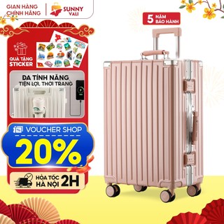   TẶNG BỌC  Vali khung nhôm SUNNY RAYMOND- vali nhựa thời trang 20 24 28inch tiện ích ngăn đựng cốc 