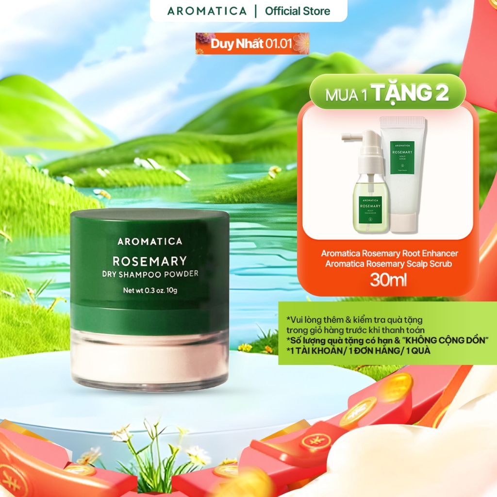  Phấn Gội Khô Hương Thảo AROMATICA Rosemary Dry Shampoo Powder 10g 