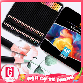  Bộ Bút Chì Màu Sáp 48 72 120 Màu Sắc Tươi Sáng Hộp Thiếc - Phù Hợp Học Sinh Sinh Viên 