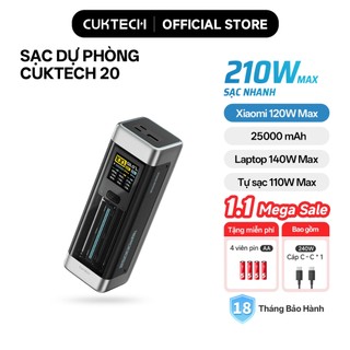  【Ưu Đãi Khai Trương CUKTECH Sạc Nhanh 210W 25000mAh – Hỗ Trợ Xiaomi 120W Laptop 140W Samsung 45W iP16 15 14 