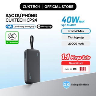  【Ưu Đãi Khai Trương CUKTECH Pin Dự Phòng 20000mAh Sạc Nhanh 40W – Tích Hợp Dây Hỗ Trợ iP 38W   Xiaomi 33W —— CP24 Power 
