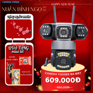 CAMERA WIFI YOOSEE NGOÀI TRỜI 4 MẮT 3 KHUNG HÌNH-1 MẮT ĐIỀU KHIỂN XOAY-1 MẮT TRỢ SÁNG-2 MẮT XOAY TAY