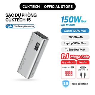  【Ưu Đãi Khai Trương CUKTECH Sạc Nhanh 150W 20000mAh – Hỗ Trợ Xiaomi 120W Laptop 100W Samsung 45W iP 16 15 14 