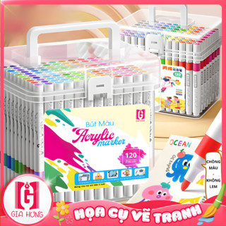  Bộ 120 Bút Màu Vẽ Acrylic Cho Bé Tập Tô Màu Sắc Đa Dạng Màu Vẽ Không Lem - Bút Màu Vẽ Gia Hưng 
