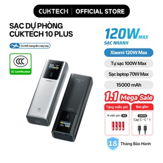 【Ưu Đãi Khai Trương CUKTECH Sạc Nhanh 120W 15000mAh – Hỗ Trợ Xiaomi 120W Laptop70W Samsung 45W iP 16 15 14 