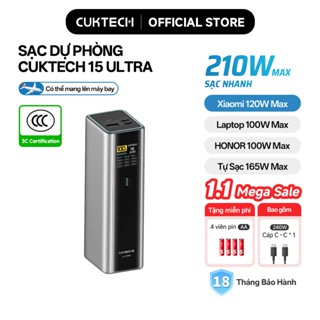 【Ưu Đãi Khai Trương CUKTECH Sạc Nhanh 210W 20000mAh – Hỗ Trợ Xiaomi 120W Samsung 45W iP16 15 14 Laptop 140W 