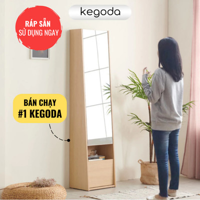 [Lắp sẵn] Tủ Trang Điểm Decor Có Gương Soi Toàn Thân Đứng Dáng Đẹp, 2 Cánh, Cao 165cm KEGODA KGD43