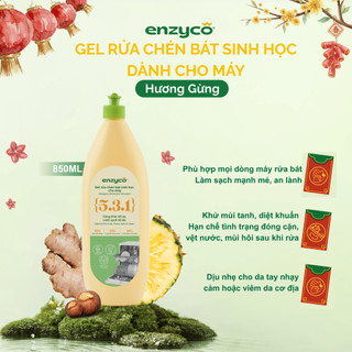  Gel Rửa Chén Bát Sinh Học ENZYCO Chuyên Dùng Máy Rửa Bát 850ml- Chiết Xuất Bồ Hòn và Enzyme Dứa Nước làm bóng 
