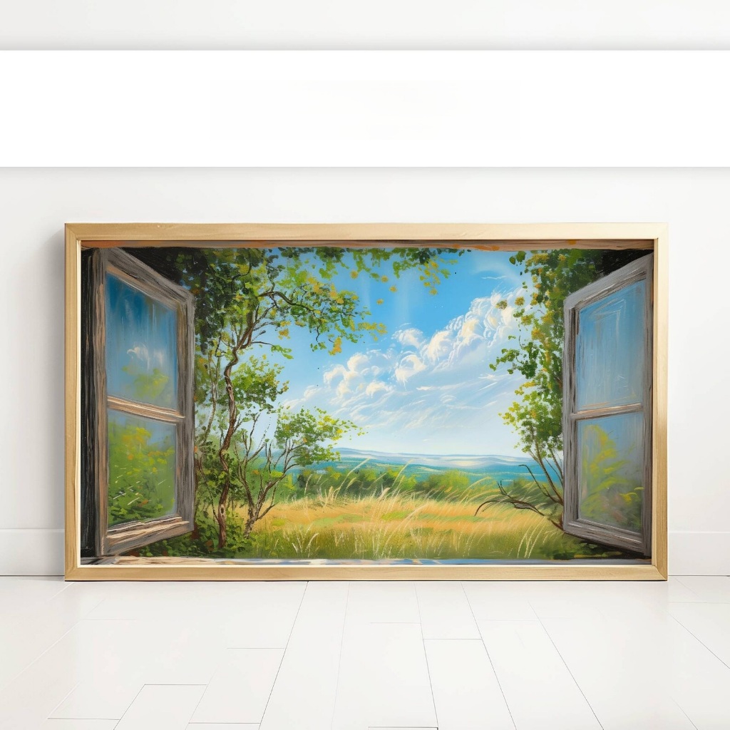 Tranh in Canvas Bên Khung Cửa Sổ (Đã có khung, móc, đinh treo) - The Canvas House