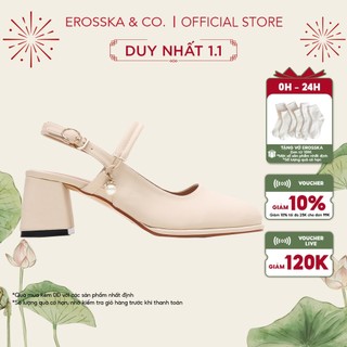  Erosska - Giày cao gót nữ phối hạt ngọc kiểu dáng thanh lịch màu kem cao 6cm  - EL038 