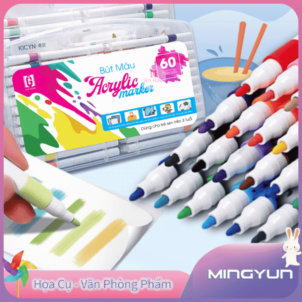 Bút Màu 12/24/36/48/60/80/100/120 Màu Bút Màu Acrylic Marker Không Lem, Màu Vẽ Acrylic Tươi Sáng