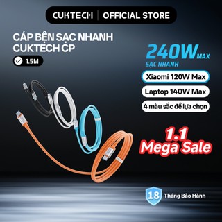  【Hàng Mới Về Cáp Sạc Nhanh CUKTECH CP Bọc Dù 6A 240W Type-C to Type-C Phù Hợp cho iPhone 17 Xiaomi Samsung Huawei 