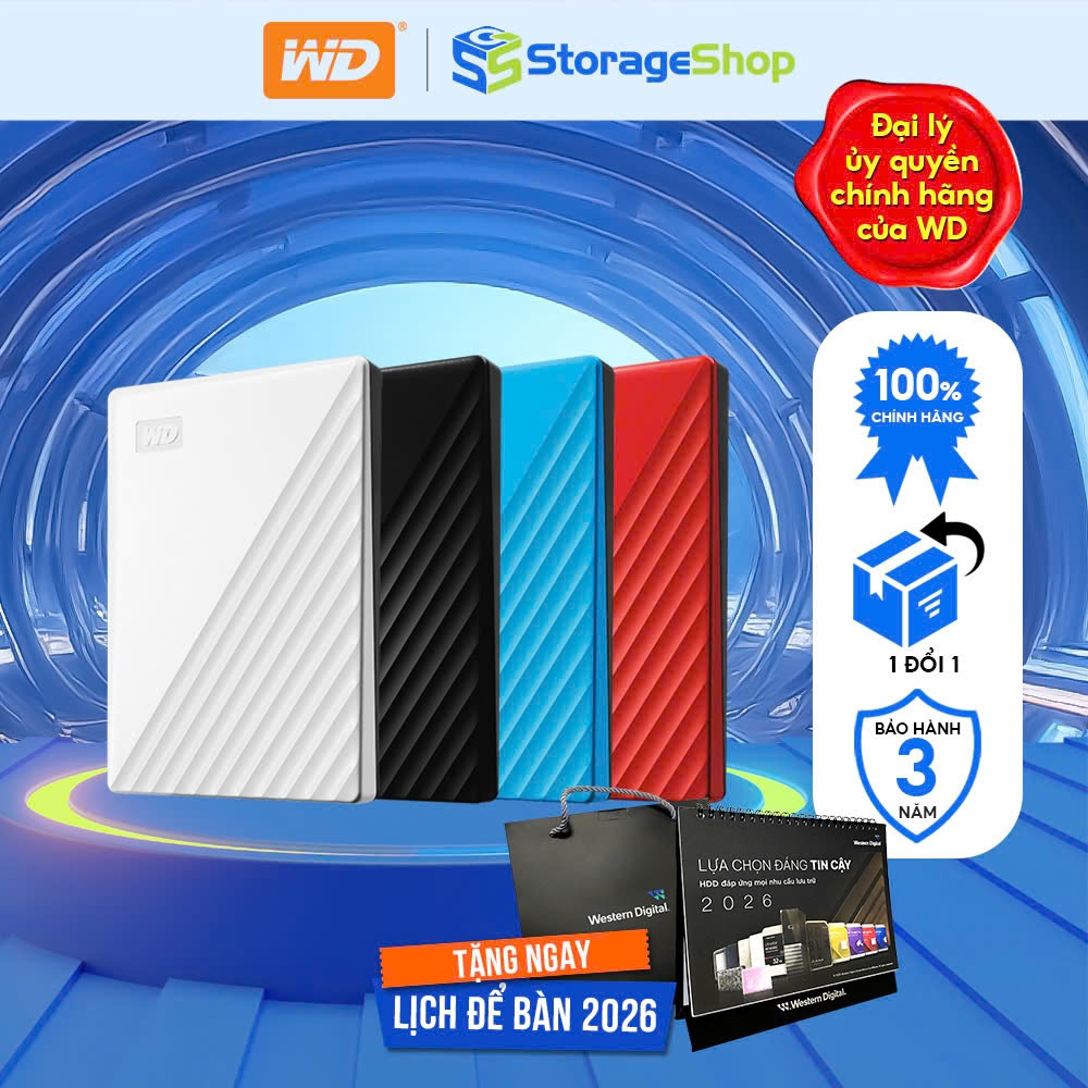 Ổ Cứng Di Động HDD WD My Passport 2.5" USB 3.2 1TB|2TB|4TB|5TB BH 3NĂM Chính hãng 1 đổi mới 1