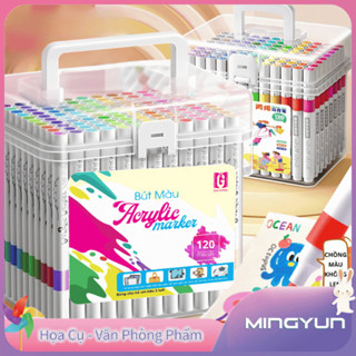  Hộp 120 Màu Vẽ Acrylic Marker Cho Bé Đa Dạng Màu Vẽ Không Lem - Bộ 120 Bút Màu Vẽ Đa Bề Mặt 