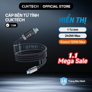  CUKTECH Cáp Sạc Nhanh Type-C to Type-C 240W 6A Nam Châm Hiển Thị Số Hỗ Trợ Xiaomi 120W PD3.1 cho iP16 15 MacBook  1.5m  