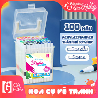  Bộ Bút Màu Acrylic 100 Cây Cao Cấp Gia Hưng Đè Màu Nhiều Lớp Nhiều Chất Liệu Không Thấm Lem 