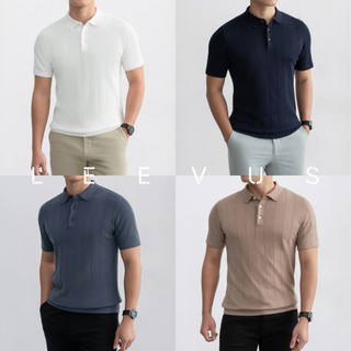   TẶNG HỘP CHO ĐƠN TỪ 499K  Áo polo LEN DỆT KIM nam STRIPED Knit 100% viscose đơn giản trung tính LEEVUS - APL338 